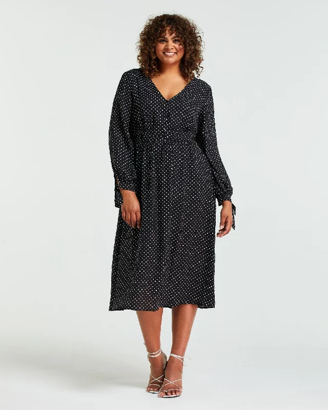 Georgiana Spot Dress | Black/Milk