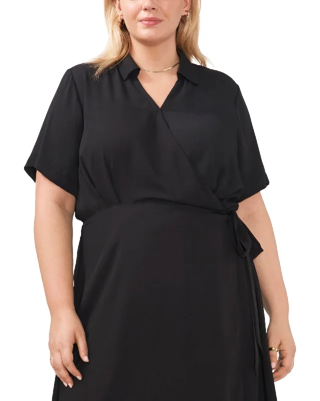 Harlow Collared Wrap Dress | RICH BLACK