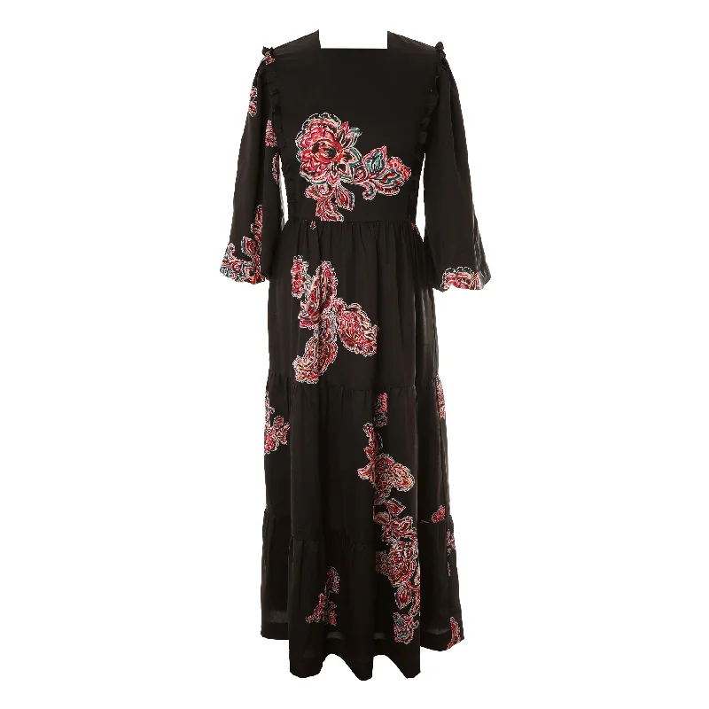 HEV Black Silk Paisley Dress