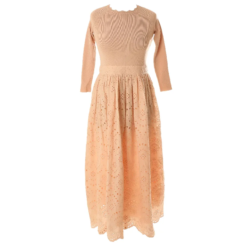 HEV Nude Knit To Eyelet Dress