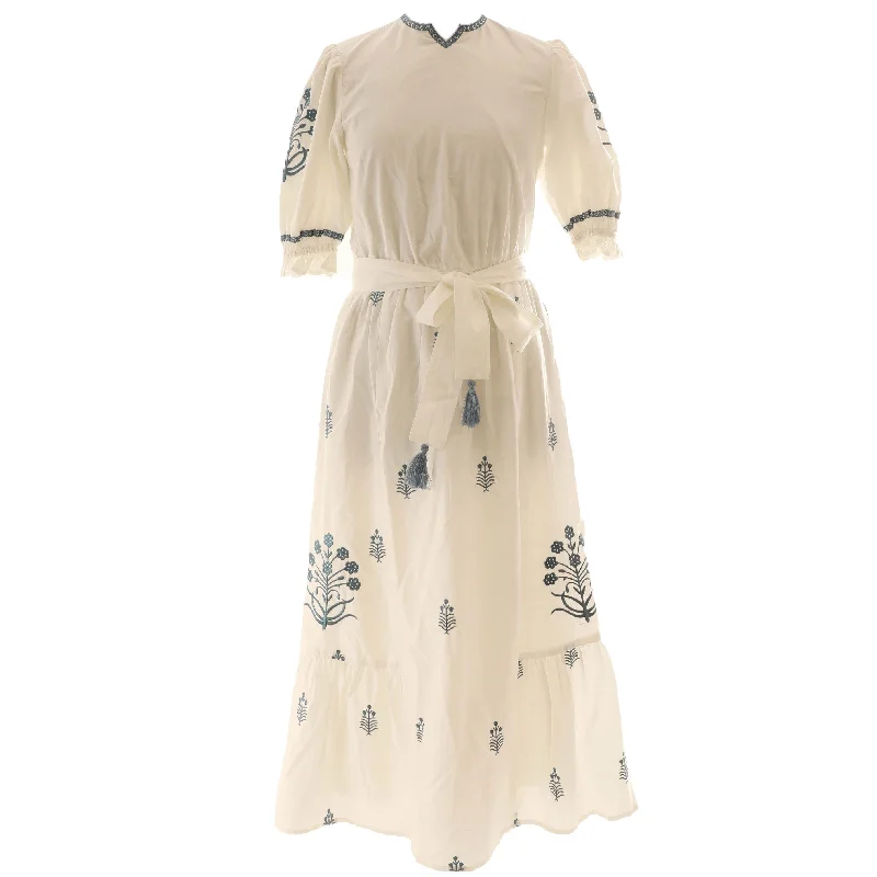 HEV White Embroidered Flower Dress