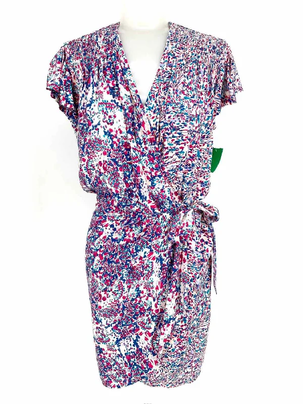 IRO Women's White/blue/pink Wrap Rayon Speckled Size 34/2 Dress