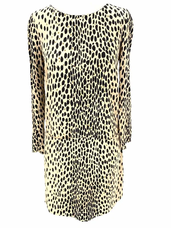 J Crew Women's Beige/Black Scoop Neck Dots Size 0 Dress