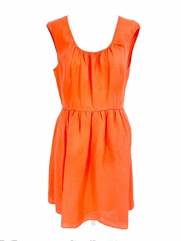 J Crew Women's Coral Empire Linen Size 8 Dress