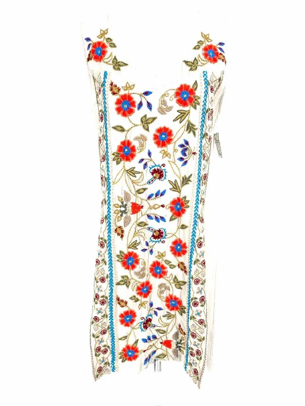 johnny was Women's Multi-Color Scoop Neck Embroidered Spring Size S Dress