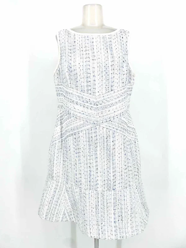 Karl Lagerfeld Women's Blue/White Sleeveless Tweed Size 12 Dress