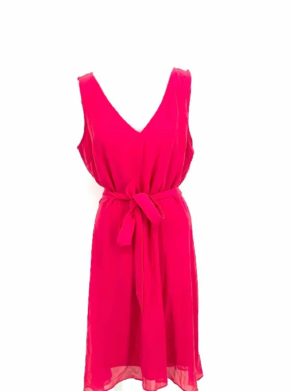 Karl Lagerfeld Women's Pink A-Line Polyester tie around Size 14 Dress