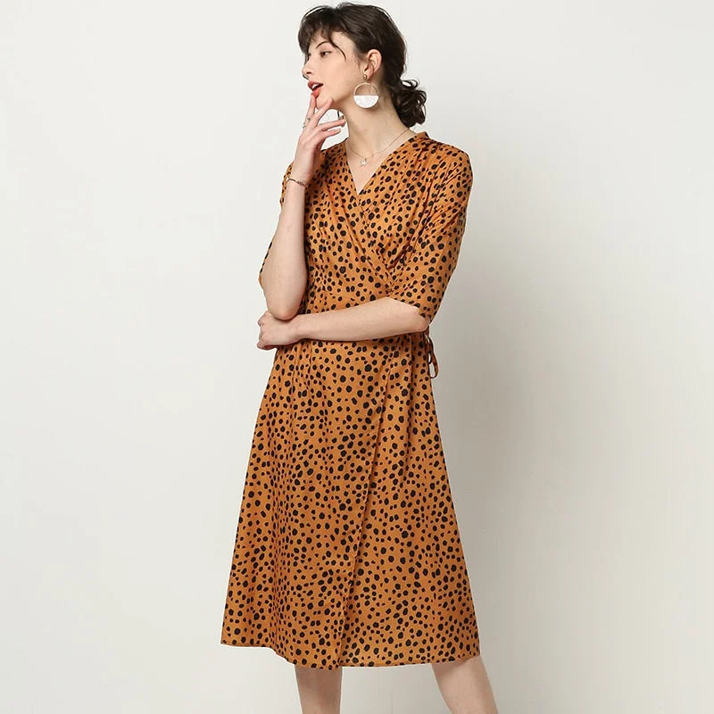 Leopard Print Casual Dress Women