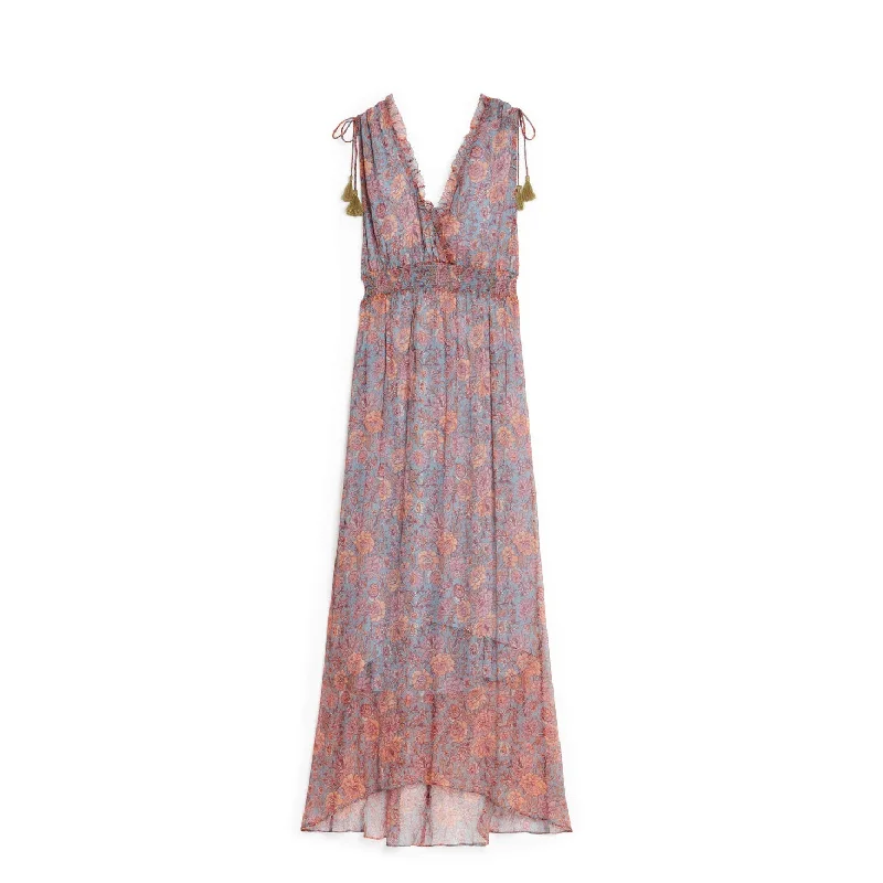 Louise Misha Blue Garden Flowers Plumiska Womens Dress