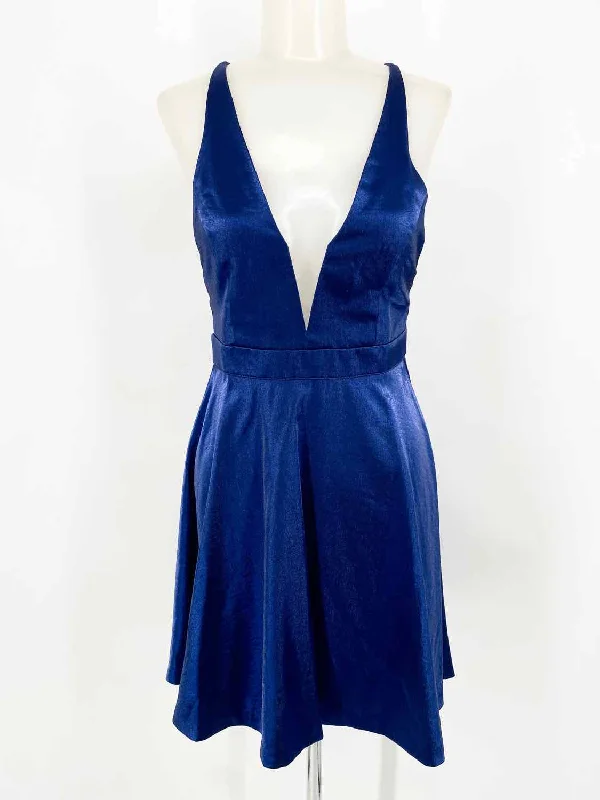 Lulus Women's Navy Spaghetti Strap Metallic Prom Size S Dress