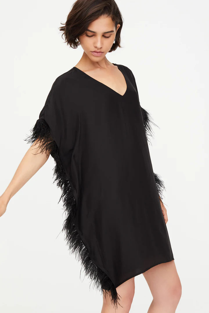 Maura Feather Dress (Black)