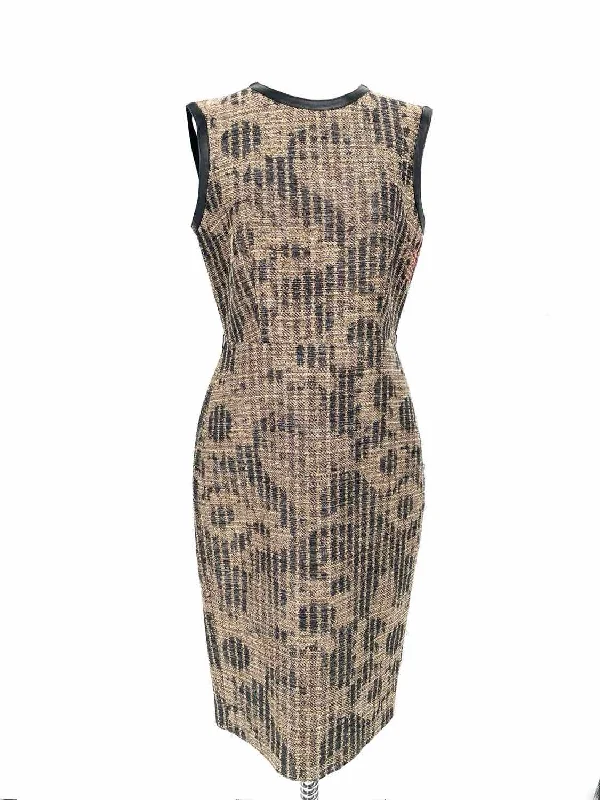 MaxMara Women's Brown/Black sheath Polyester Blend Tweed Size 8 Dress