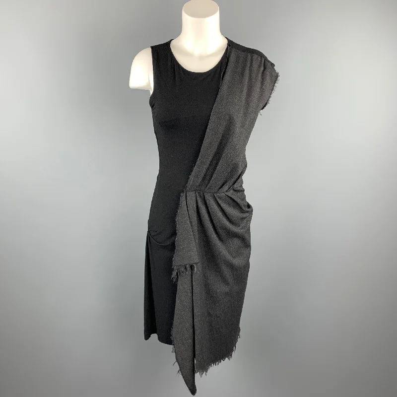 MCQ by ALEXANDER MCQUEEN Size S Black & Charcoal Viscose Blend Sleeveless Shift Dress