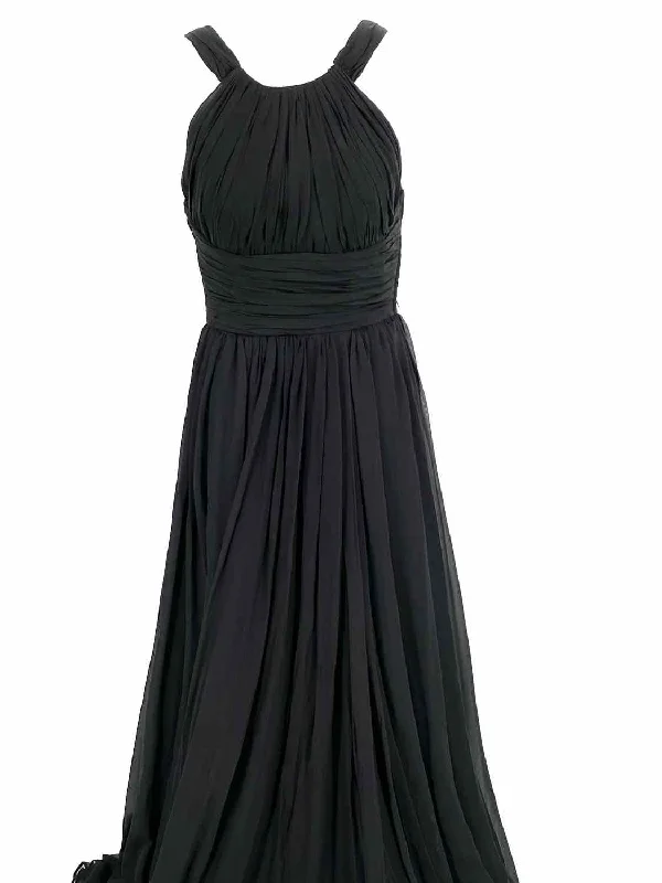 Michael Kors Women's Black Sleeveless Silk Pleated Size 6 Gown