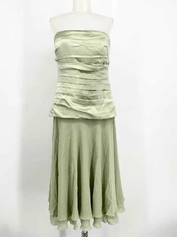 Nicole Miller Women's Green Strapless Silk Layered Date Night Size 12 Dress