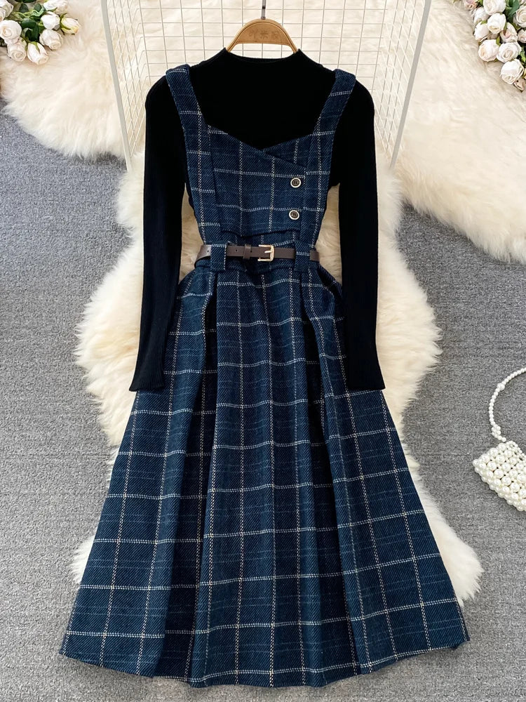 Plaid Dress with Attached Turtleneck