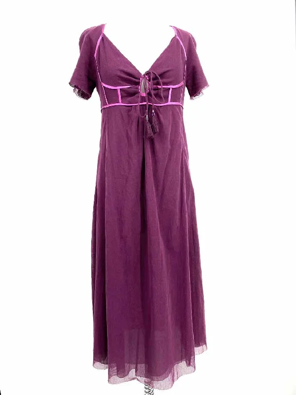 PORTS 1961 Women's Purple Low Neck Raw Hem Date Night Size M Dress