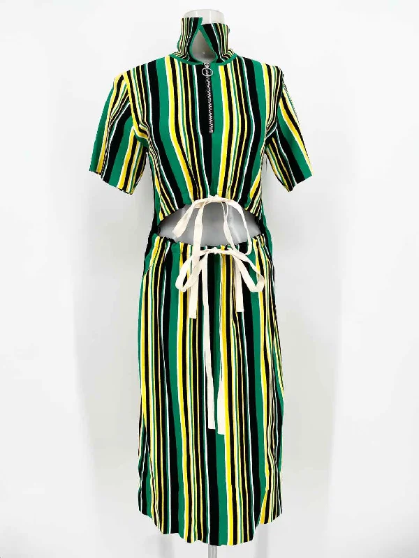 Proenza Schouler Women's Green Stripe Size S Dress