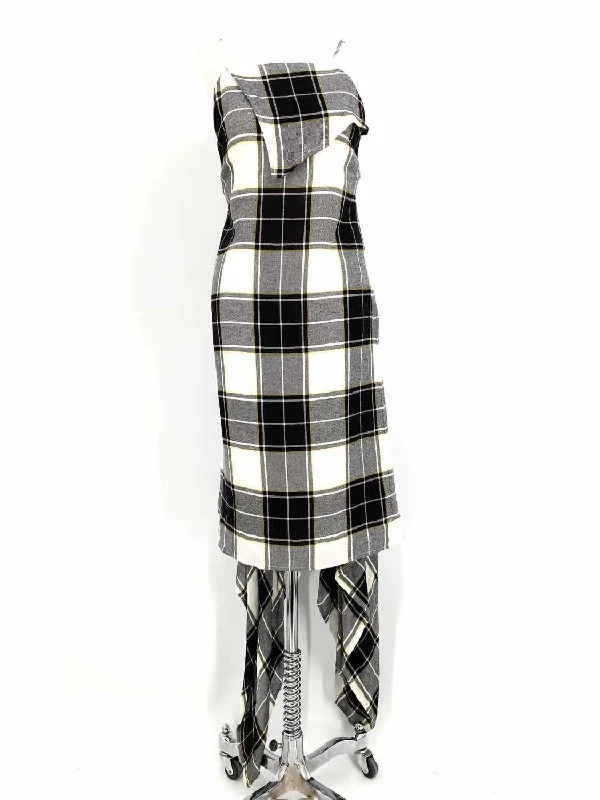 Public School Women's Gray/White Spaghetti Strap Plaid Size 0 Dress