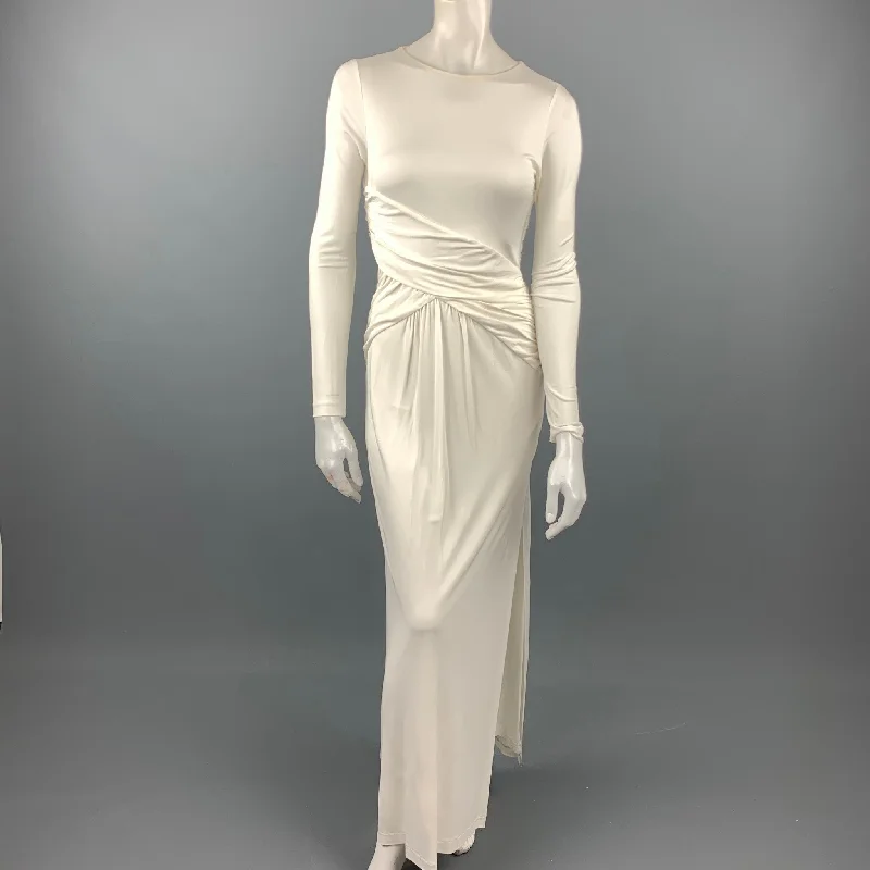 RACHEL ZOE Size 4 White Jersey Rayon Draped Dress