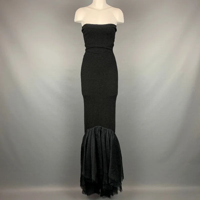 RALPH LAUREN Black Label Size S Black Cashmere Strapless Mermaid Gown