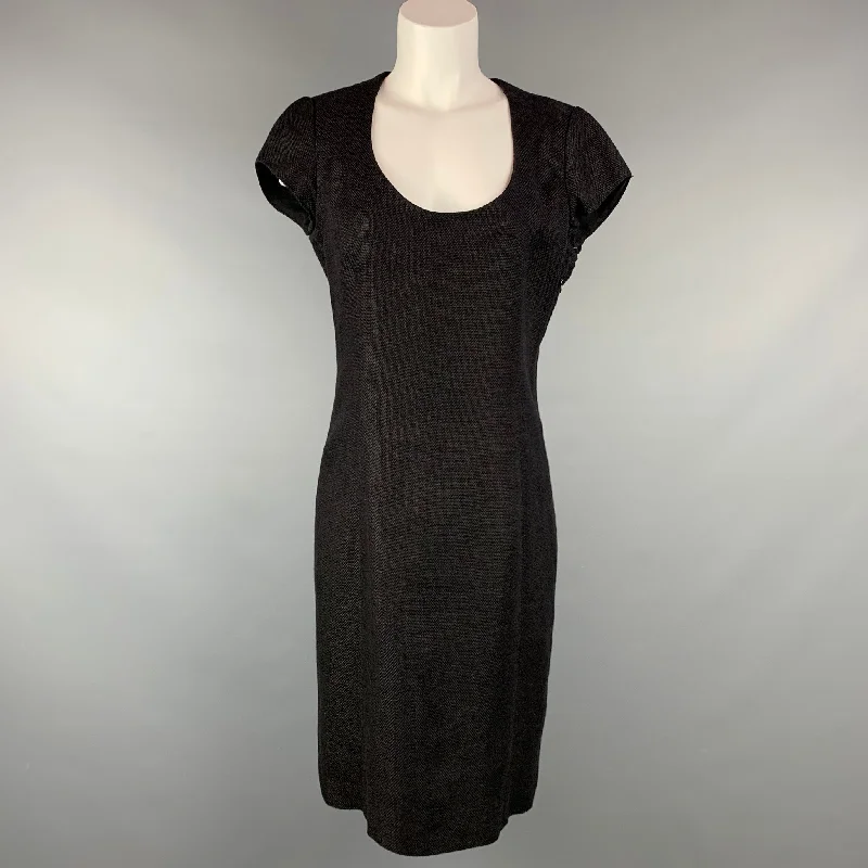 RALPH LAUREN Collection Size 10 Black Woven Linen / Cotton Dress