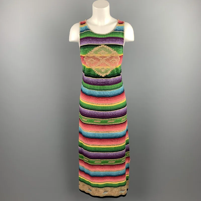 RALPH LAUREN Size M Multi-Color Knitted Silk Blend Sleeveless Dress