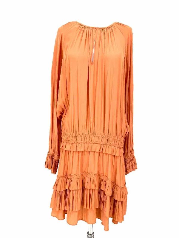 RAMY BROOK Women's Orange Drop Waist Ruffled Size M Dress