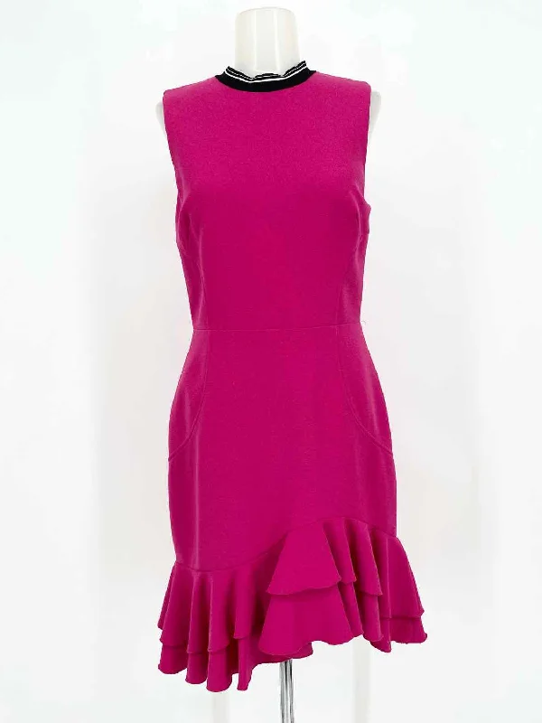 Rebecca Vallance Women's Pink Sleeveless Ruffled Size 6 Dress