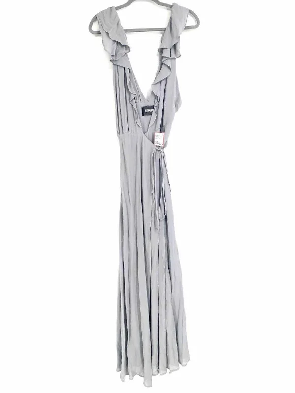 REFORMATION Peppermint Women's Gray Wrap Viscose Ruffled Size M Dress