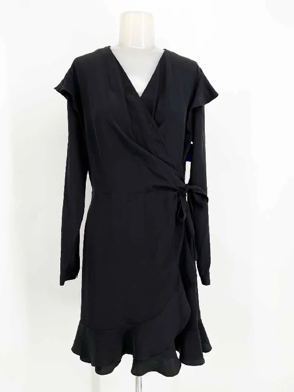 Robert Rodriguez Women's Black Wrap Polyester Blend Date Night Size L/XL Dress