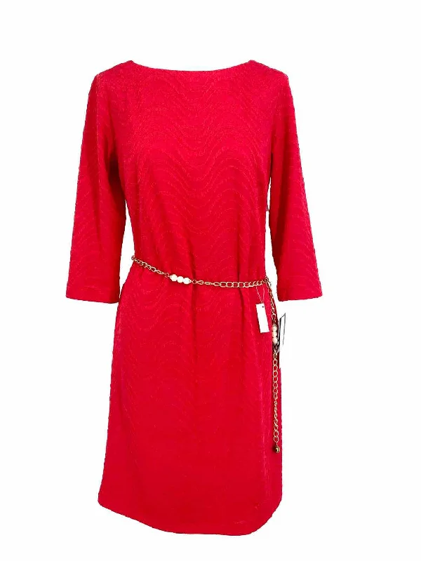 SANDRA DARREN Women's Red sheath Belted Size 6 Dress