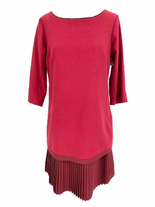 sfizio Women's Red 3/4 Sleeve pleated bottom trim Size 4 Dress