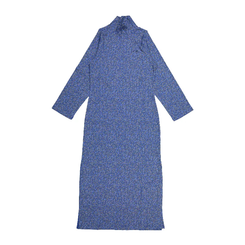 Tiny Cottons Dark Blue Flowers Turtleneck Womens Dress