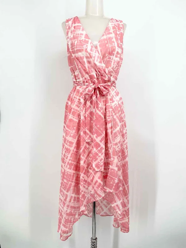 Tommy Hilfiger Women's Pink/White V-Neck Abstract Resort Size 2 Dress