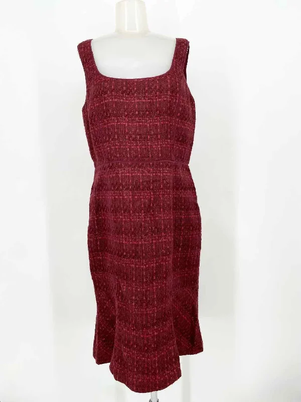 Tory Burch Women's Drew Dark Plum Sleeveless Tweed Size 12 Dress