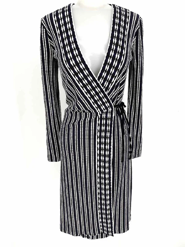 Tory Burch Women's Navy/White Wrap Viscose Blend Size XS Dress