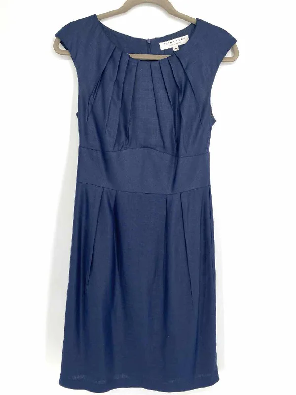 Trina Turk Women's Navy Sleeveless Pleated Size 4 Dress