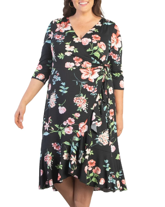 Whimsy Ruffled Wrap Dress | MIDNIGHT MEADOW