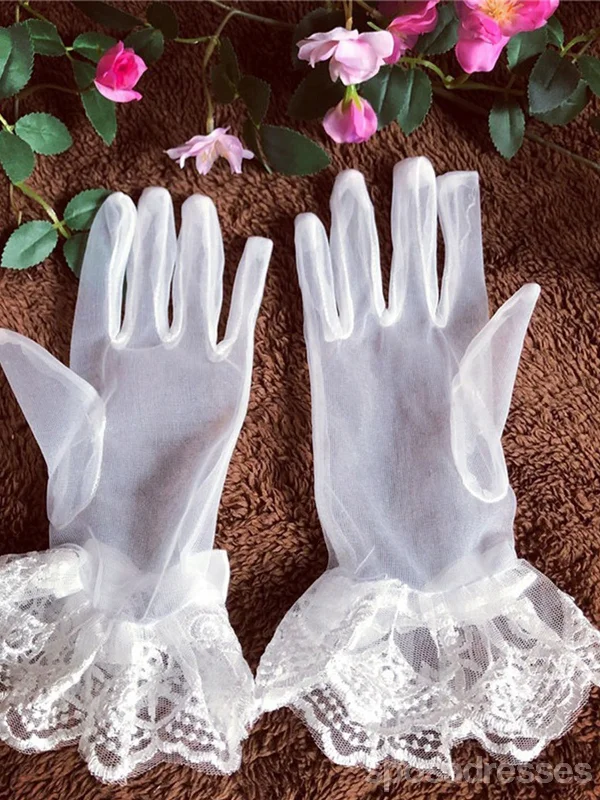 Elegant Versatile Lace Bow Short Bridal Gloves, VM07