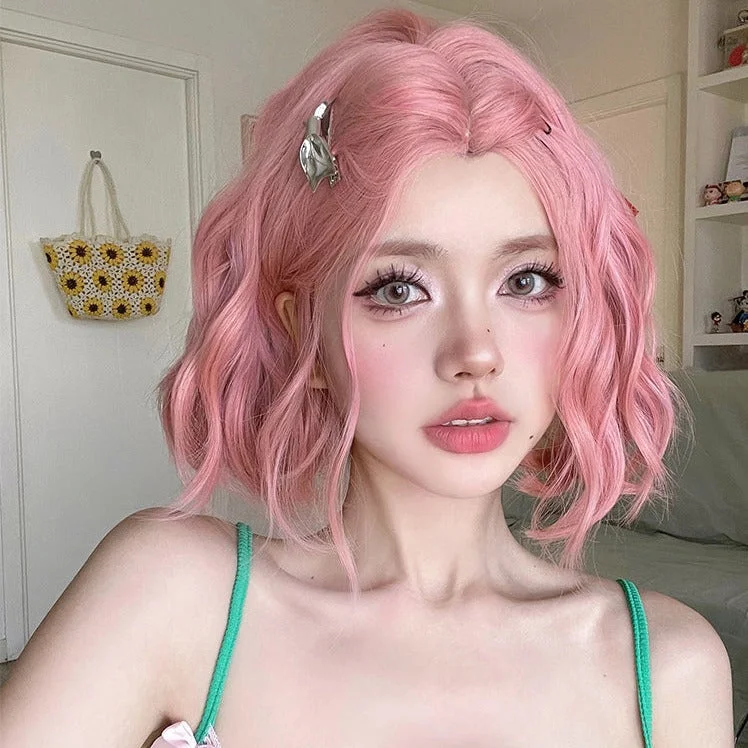 PINK LOLITA SHORT CURLY WIG YV60090