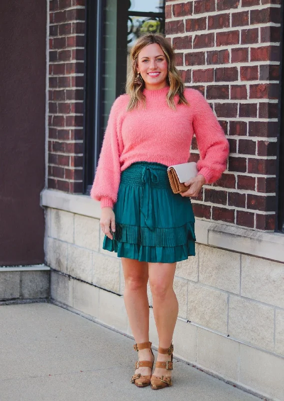 Pleated Mini Skirt- Deep Teal**FINAL SALE**