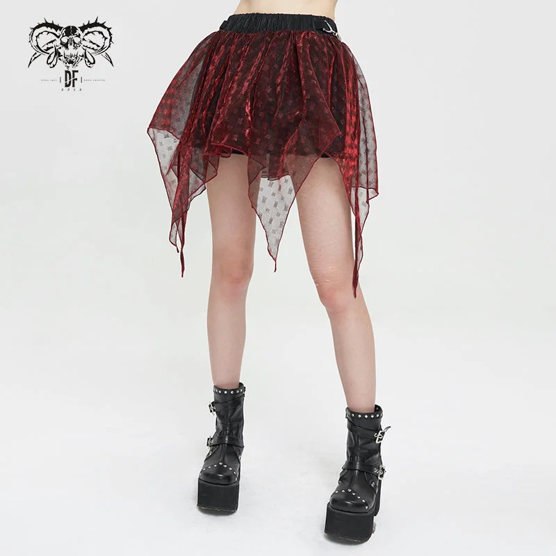 SKT15502 black and red nifty short punk skirt