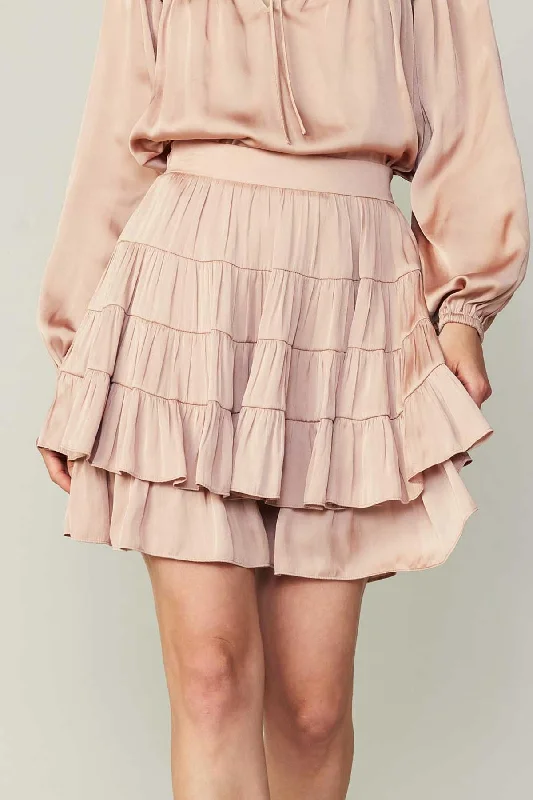 Tiered Mini Skirt- Faded Blush