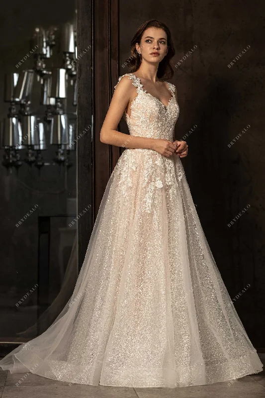 Romantic Strap Lace Tulle A-line Wedding Dress