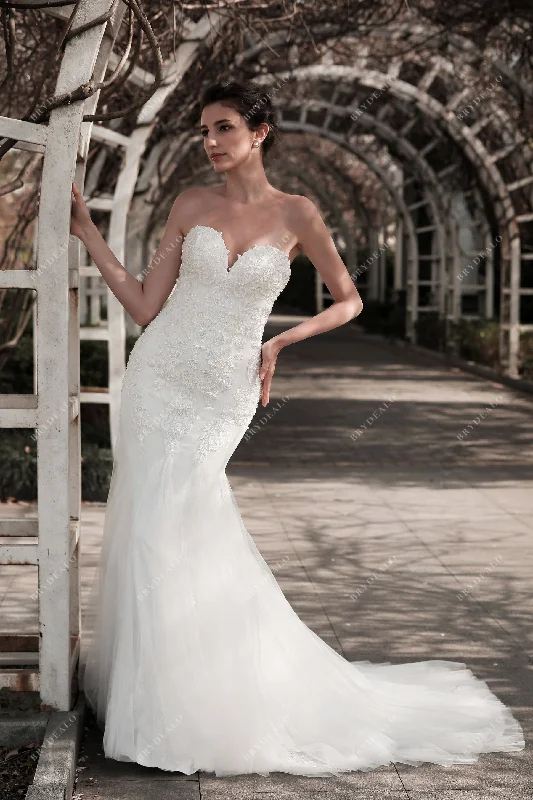 Strapless Sweetheart Lace Mermaid Wedding Dress