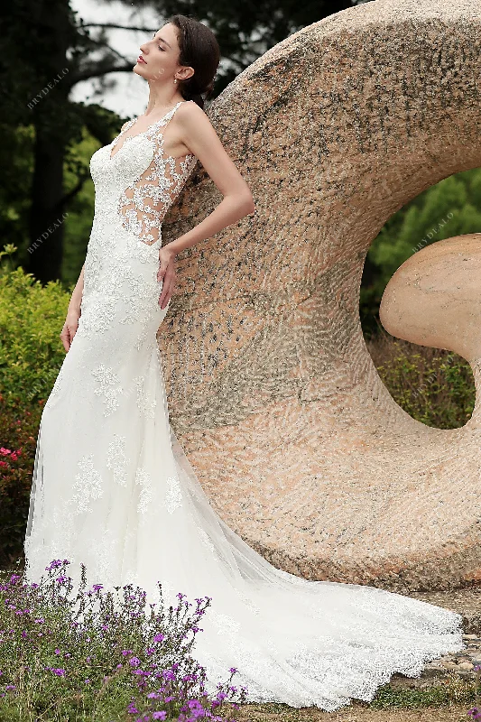 Straps Lace Long Mermaid Wedding Dress