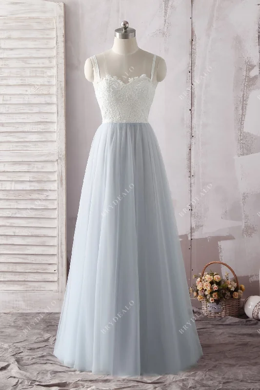 Two Tone Lace Tulle Sweetheart A-line Bridal Gown