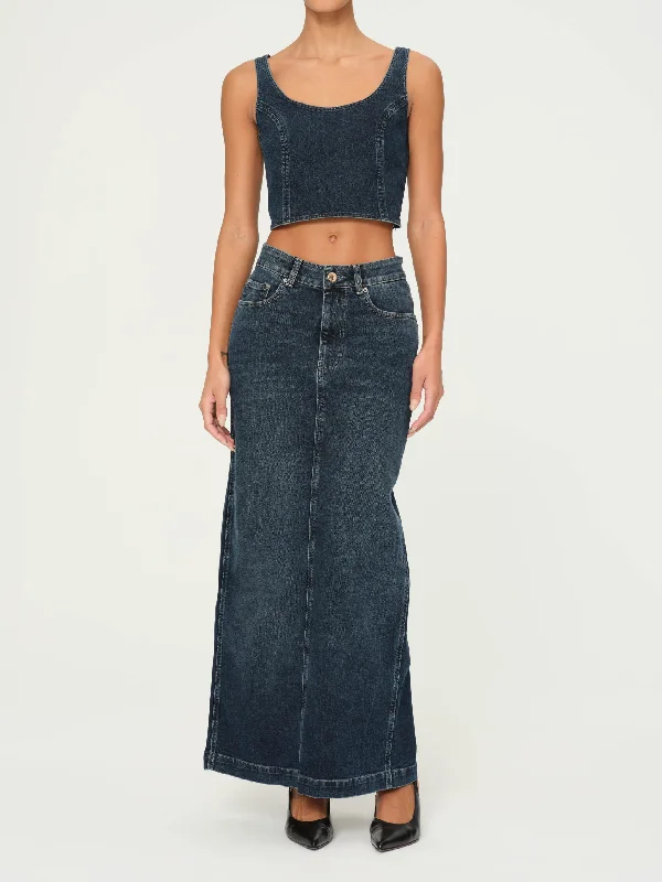 Lexie High Rise Denim Skirt Maxi  | Cromer