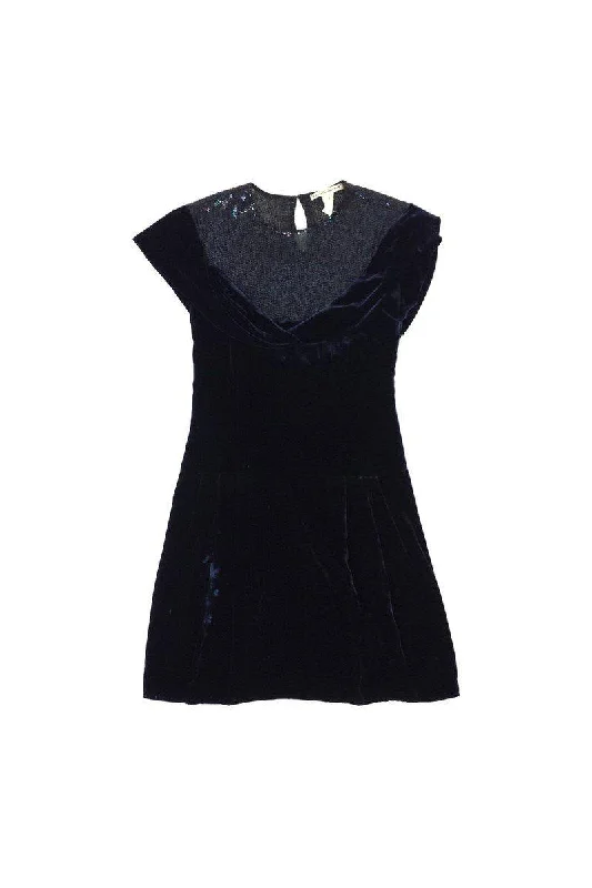 Nanette Lepore - Navy Sequined & Velvet Dress Sz 2